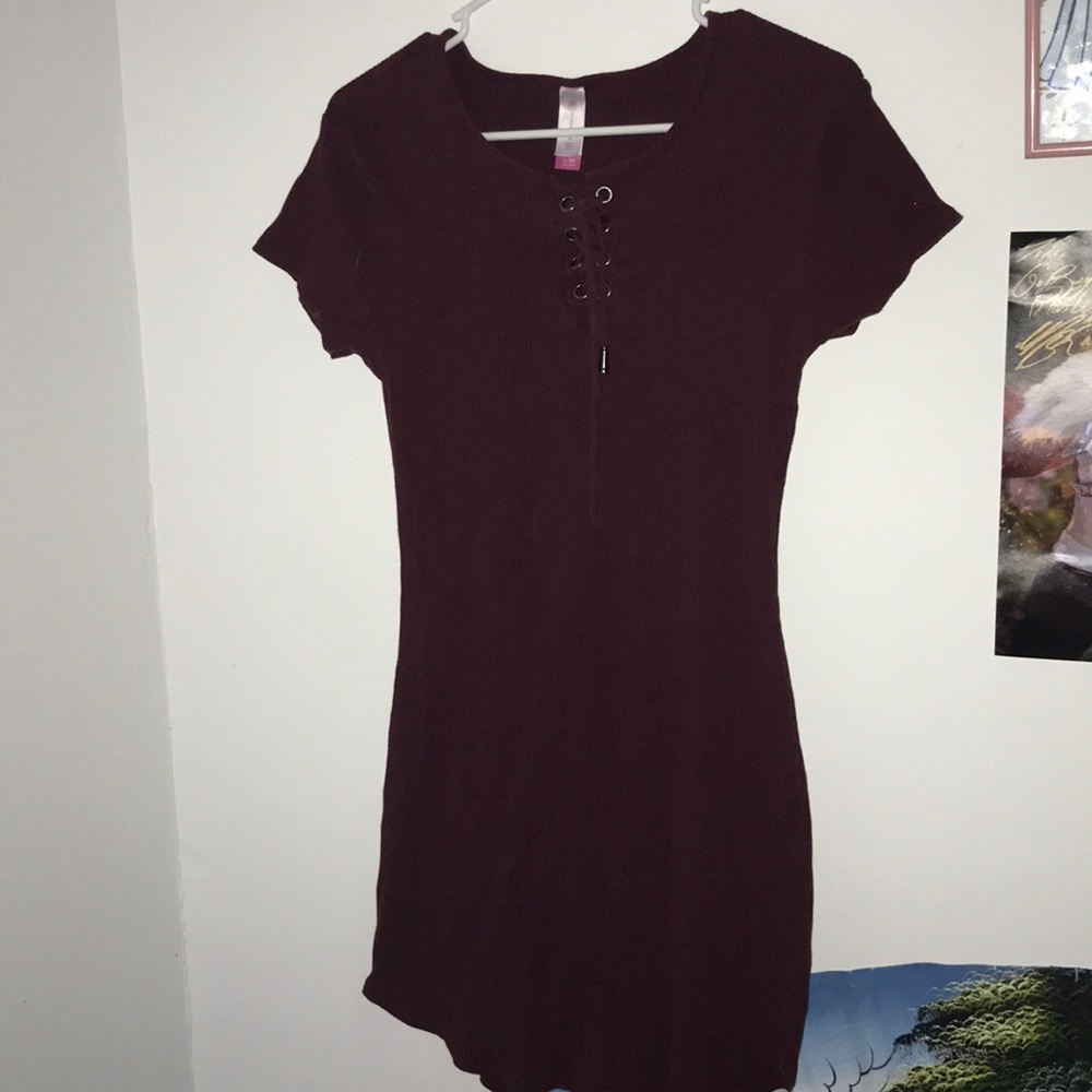 Dark Red No Boundaries Skin Tight Dress